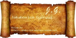 Jakabovics Györgyi névjegykártya